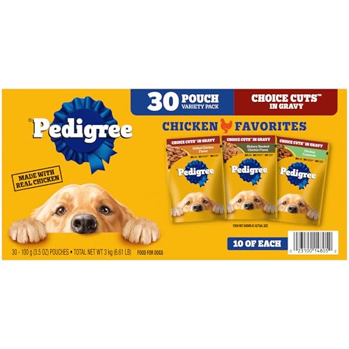 Pedigree Choice Cuts in Gravy Wet Dog Food Adult Soft Wet Dog Food Variety Pack 3.5 oz. Pouches 30 Count
