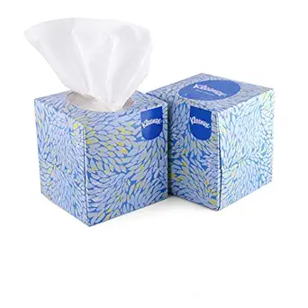 Kleenex 2 ply Facial Tissue Cube Box, 50 Pulls, Pack of 2 (Total 100 Sheets) (60039)