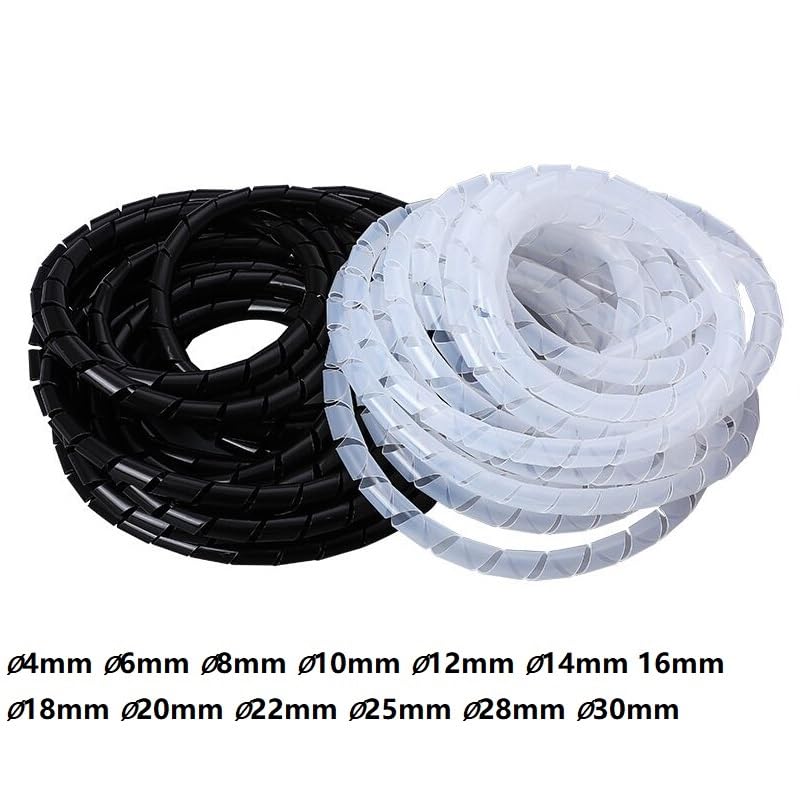 spiral protector 1pcs Cable Winding Organizer Cable Sleeve Tube Spiral Wrapping Sheath 4mm to 30mm Inside Diameter Pipe Tube Bands wraps cable(White,16mm x 5 Meter)