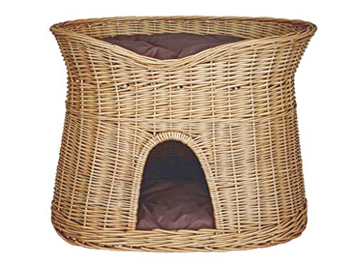 Katzenkorb zum Schlafen – Katzenhütte Indoor – Größe XL: 70 cm oval – Katzenhöhle aus Weide – Zweistöckiger Hunde – oder Katzenbett mit...