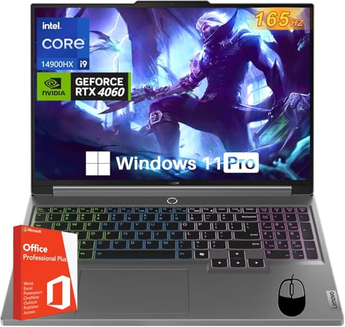Image of Lenovo Legion 5i Gaming Laptop, Intel i9-14900HX, GeForce RTX 4060, 16 Inch WQXGA 165Hz, 64 GB DDR5 RAM, 1 TB SSD, Backlit KB, Windows 11 Pro & Office Lifetime License, Wi-Fi 6E, w /Accessories