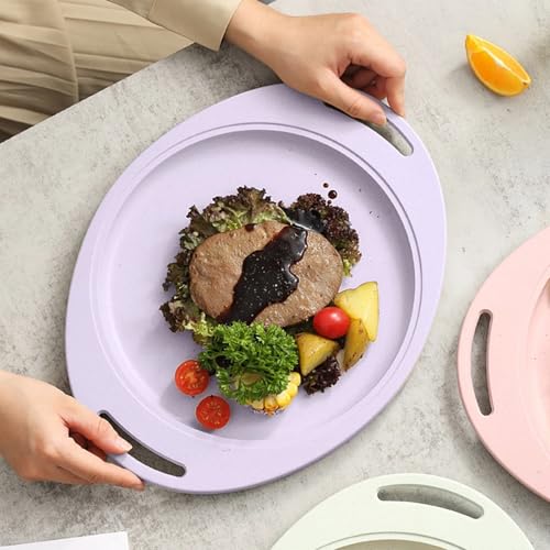 Image of Unbreakable Wheat Straw Lightweight Plate Kids Adult Camping Dinner Dishes Plastic Holiday Party Lunch Tray Set China Plates Dinnerware Set for Dessert, Pasta, Cereal (34cm, Random, Set of 1)