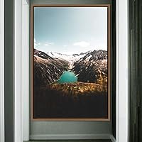 Framed Canvas Wall Art Mountain Lake View Global Landscape Mountain Multicolor Photography Relax/Calm - 16x24 inches