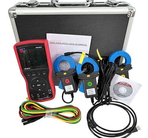 Digital Three Phase Voltmeter Three-Clamp Phase Voltammeter for Measuring Three-Phase AC Voltage,Current,Phase,Frequency,Phase Sequence,Active/Reactive/Apparent Power,Power Factor,Current Vector,Etc