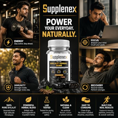 Image of Himalayan Shilajit Gums (1.5g Shilajit and 1000mg Fulvic Acid Per Gum) with KSM-66 Ashwagandha, No Added Sugar, Energy, Stamina & Muscle Recovery Support 30 Gums for Daily Wellness