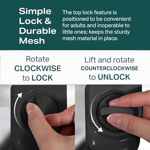 Image of Cumbor Retractable Baby Gates - Wide Dog & Child Fence for The House, 33" Tall, Extends to 76", Extra Long Mesh Pet Safety Gate for Stairs, Doorways & Hallways, Porch, Indoor/Outdoor (Black)