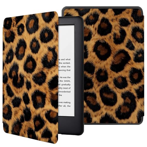 Funda para Kindle 2014 7.ª Generación Funda para Kindle Touch 2014 (Kindle 7.ª Generación) Funda Protectora Delgada para Lector Electrónico Funda Inteligente para Modelo Wp63Gw Moda Leopardo