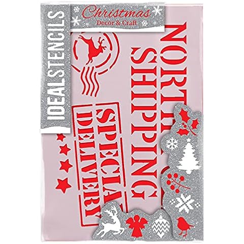Ideal Stencils Christmas Eve Box Stencil, Festive Art & Craft, Reusable Painting Stencil (A5 / 15X21CM) Cover