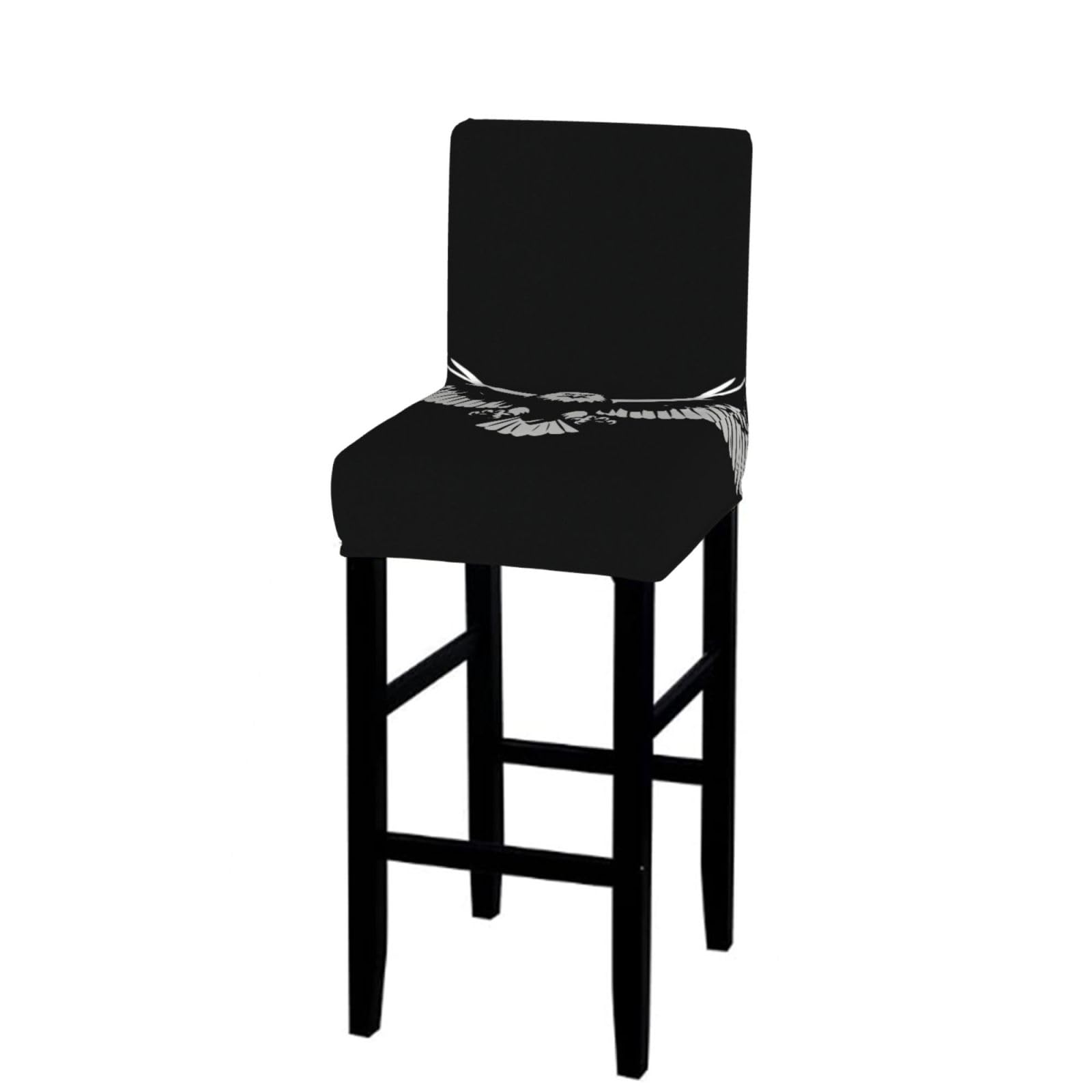 Black and White Eagle Bar Stool Cover-Stretchy Chair Slipcover for Kitchen