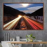 Framed Canvas Wall Art Light Exposure Colorful Industrial Lights Multicolor Neon Photography Places Portrait Realism - 16x24 inches