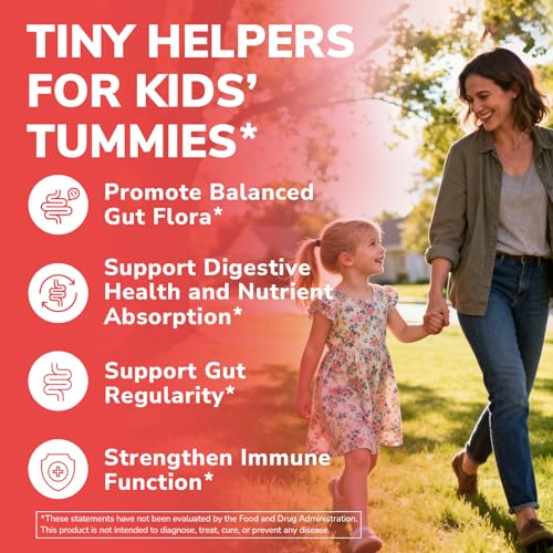Kids Probiotics Chewable, 5 Billion CFU, 10 Probiotic Strains, Ages 4+ | with Prebiotics, Support Digestive & Immune Health, Shelf Stable, No Gluten or Dairy, Strawberry Flavor, 30 Count - image 3