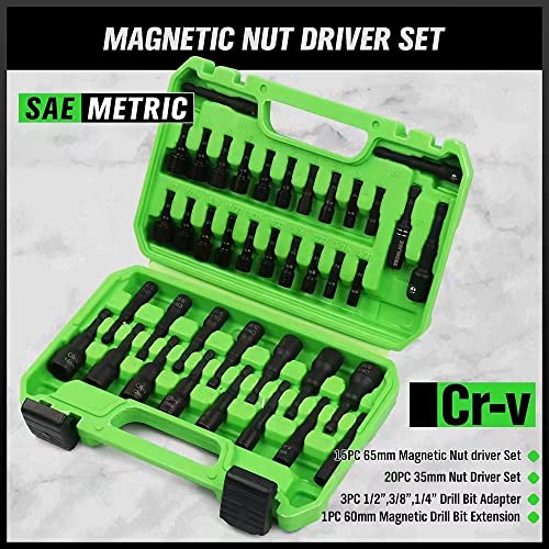 Swanlake 39Pcs Magnetic Hex Nut Driver Master Kit,1/4" Quick-Change Hex Shank, Sae & Metric Power Nuts Driver Drill Bit Tools Set,Cr-V Steel #TOP4