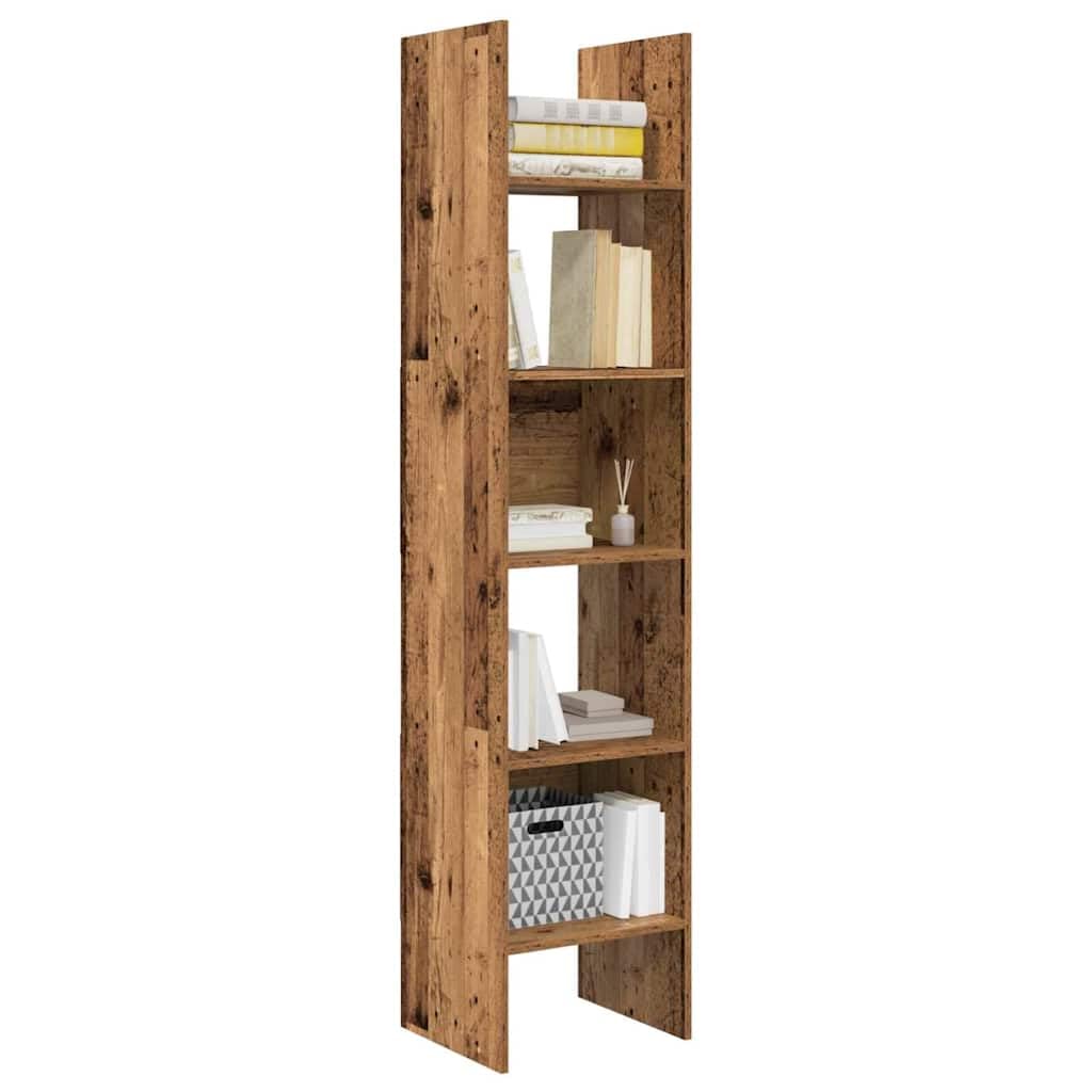 Libreria a 5 ripiani, 40 x 35 x 180 cm, in legno anticato, per soggiorno, studio, corridoio, con design robusto, molto spazio, facile da montare, durevole