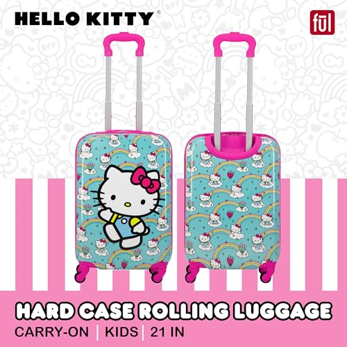 FUL Unisex Kid's Hello Kitty 21 Inch Carry On Luggage, Hardshell Rolling Suitcase with Spinner Wheels, Multi2