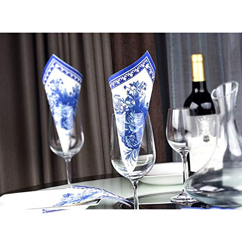 Meiosuns Napkins Floral Paper Napkins Tea Cups Paper Cocktail Napkins Decorative Napkin for Tea Party, Birthday (Blue and Gardenia Flowers, 20 Count) - Thumbnail 3