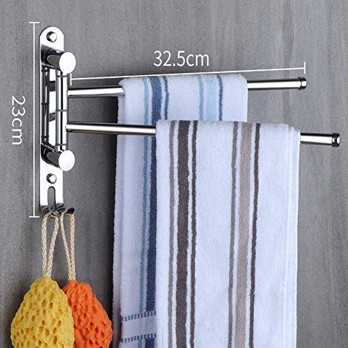 JSF Handdoekhouder, twee armen, 180 graden draaibaar, handdoekenstang, dubbel, van roestvrij staal, boren, 30 cm - Image 3