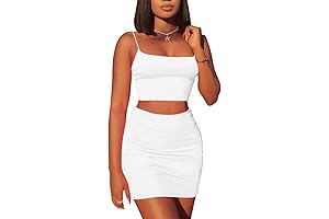 Women's Summer Two-Piece Cami Crop Top and Bodycon Skirt Set