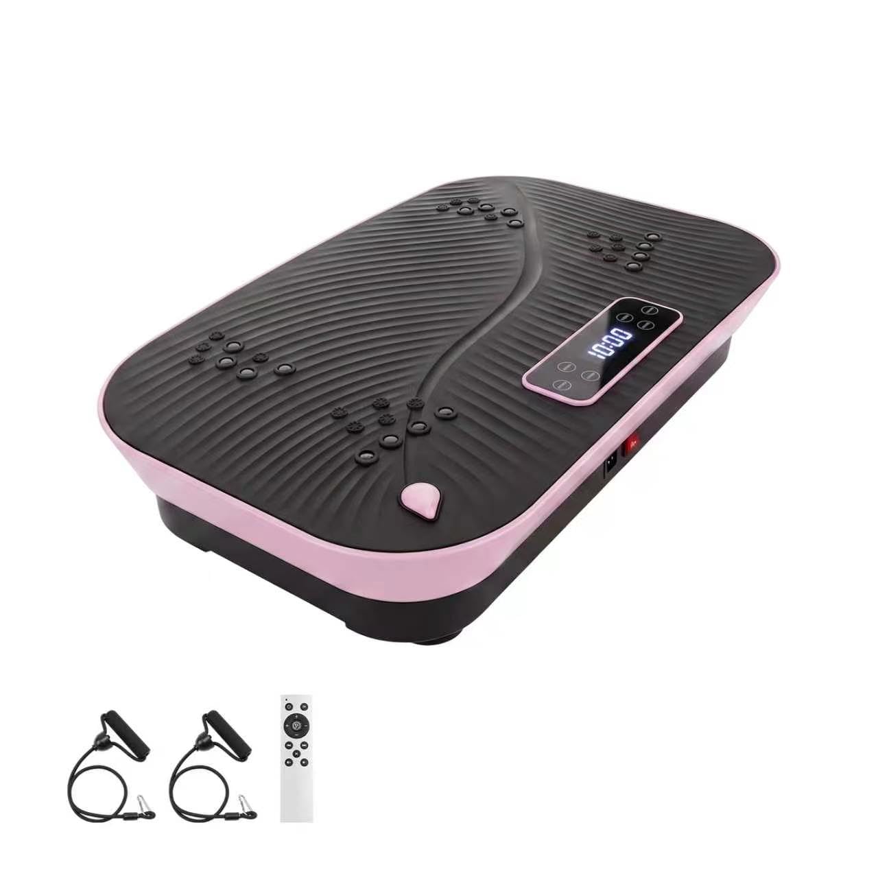 Plataforma Vibratoria Fitness, Máquina Vibratoria para Adelgazar con Bluetooth, Masaje Magnético, Base XL 57cm, Soporta 300 LB, con Bandas
