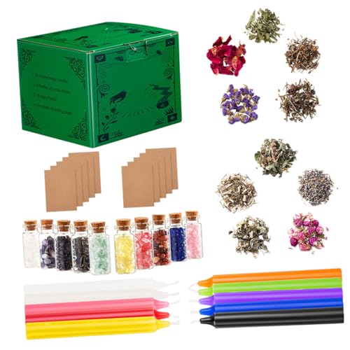 Kit bougie aromathérapie DIY avec fleurs séchées cristaux et accessoires ésotériques