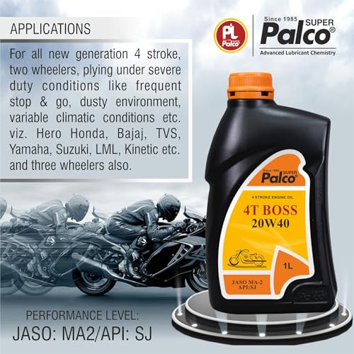 Image of PALCO 4T Boss 20W40 Bike Engine Oil, 1L (Pack of 1) Multigrade Synthetic Technology 4 Stroke Engine Oil for Bikes - API SJ JASO MA2 Certified