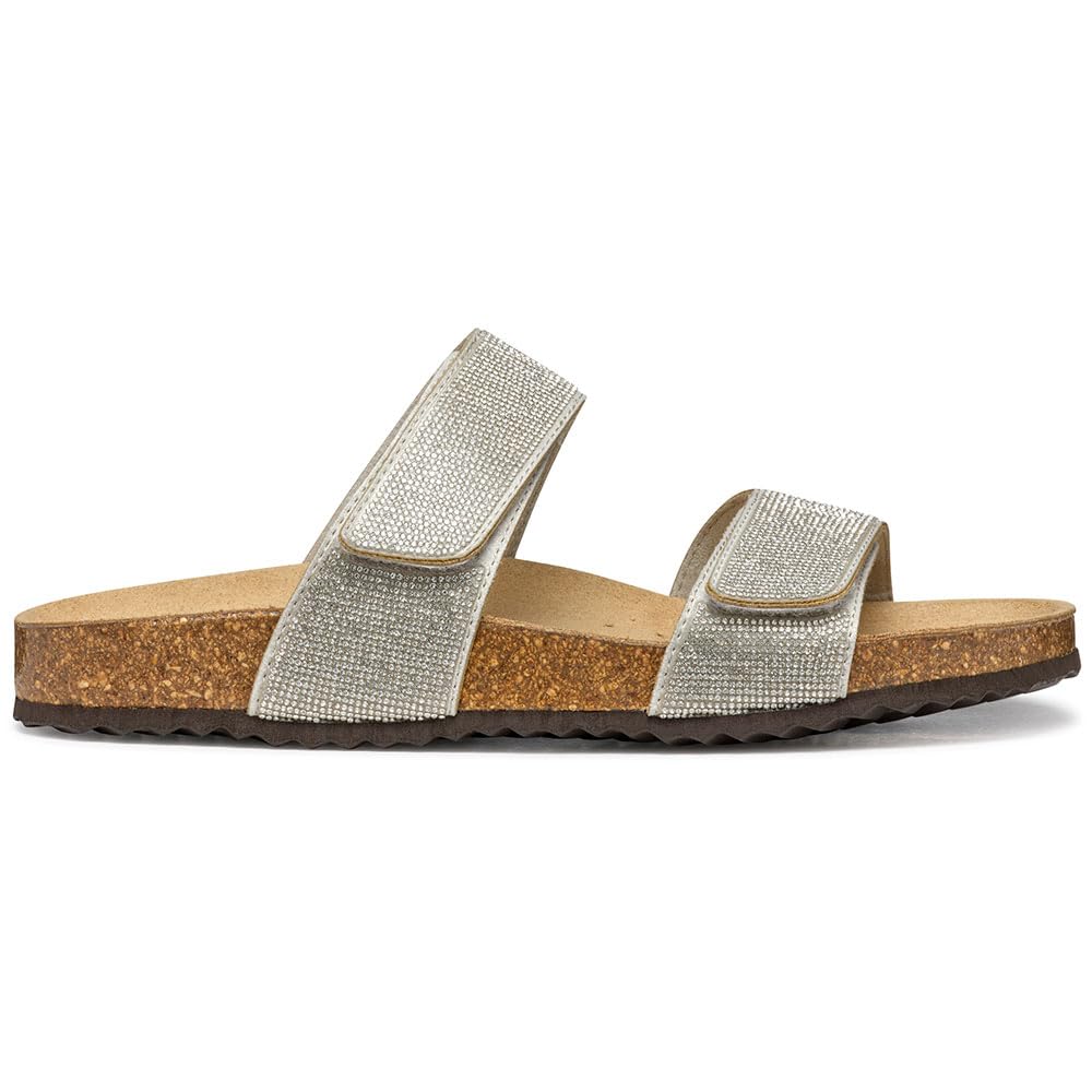 Geox Women's D BRIONIA R D Flat Sandal, Silver, EU 39