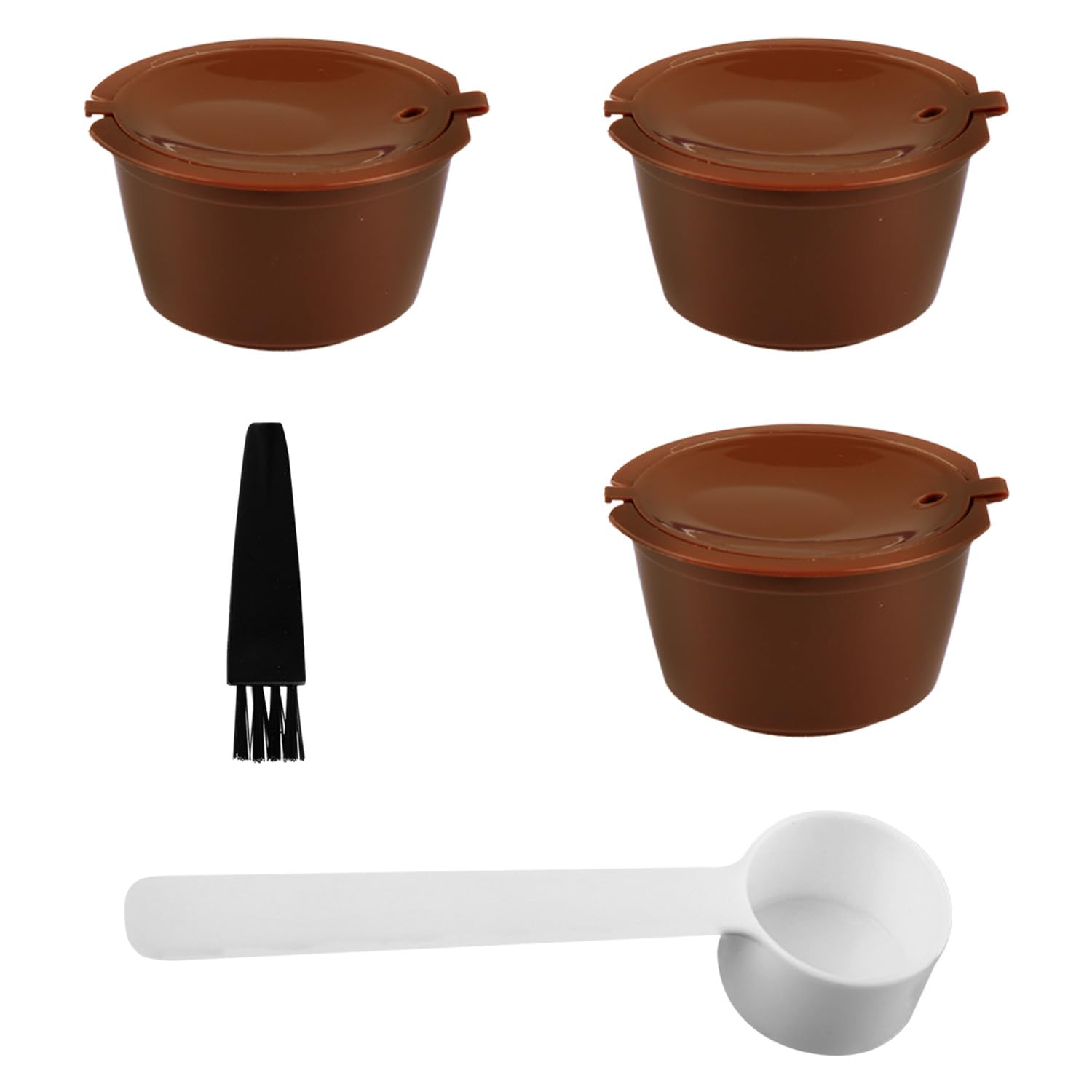 Gaomumu 5PCS Reusable Coffee Capsule Filter Cup with Cleaning Brush,Coffee Machine Accessories, Durable and Cost-Saving Capsules Pod, for Daily Coffees Brewing at Home or in The Office