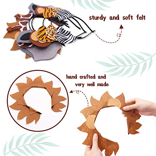 CiyvoLyeen Animals Ears Headbands Birthday Jungle Safari Zoo Party Favor Monkey Rhinoceros Elephant Hair Hoop for Kids