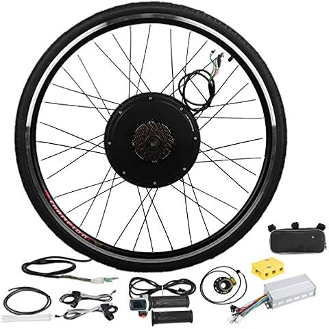 OUNUO 26" 48V 1500W Electric Bicycle Conversion Kit, Rear Wheel Electric Bike Motor Conversion Kit, Upgrade Smart Motor Controller, Twist Throttle, Dual Mode Controller E-bike Cycling Hub Cover