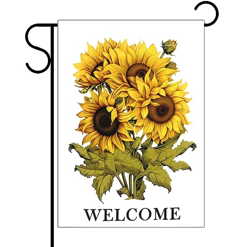 Raisingwell Sunflower Garden Flag 12 x 18 Inch Vertical Double Sided Welcome Summer Garden Flags Outside Decorations Yard Signs