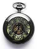 Steampunk Vintage Luminous Roman Letters Skeleton Mechanical Pocket Watch with Chains