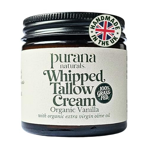 Sponsored Ad – Whipped Tallow Cream - Grass-Fed, Halal Beef Tallow Skincare with Organic Olive Oil - Seed Oil Free, Face Cream & Body Moisturiser for Dry Skin & Eczema Relief (60ml, Organic Vanilla)