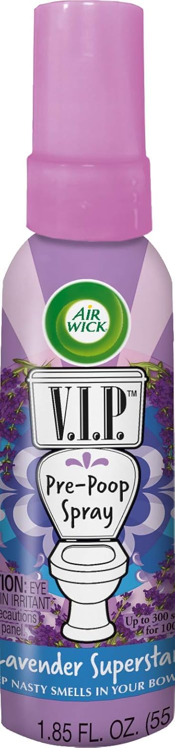 V.I.P. Pre-Poop Toilet Spray, Up to 100 uses, Contains Essential Oils, Lavender Superstar Scent, Travel Size, 1.85 oz, Holiday Gifts, White Elephant Gifts, Stocking Stuffers