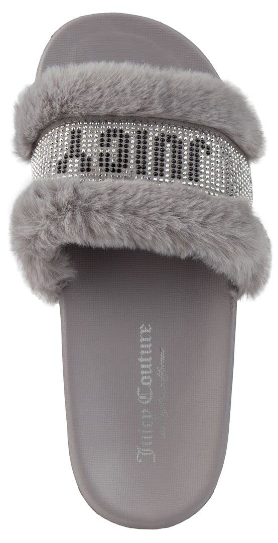 Juicy Couture Women's Fashionable Faux Fur Slide Sandals, Cozy Slip-On with EVA Sole for Indoor & Outdoor Slip-On