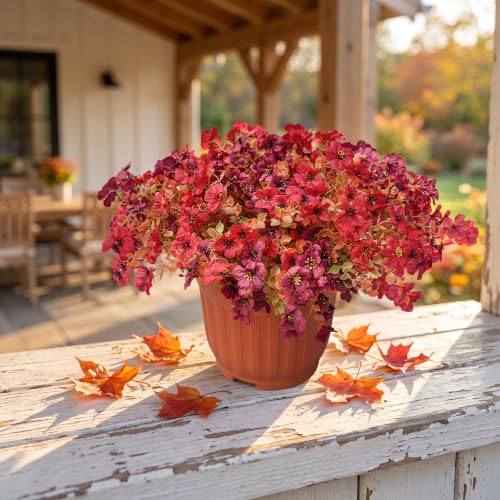 UJROQI Artificial Violet Mums Flowers for Autumn Outdoor Decor, 12-Stem Multi Pack Faux Fall Flowers for Front Porch, Patio, Garden & Large Planters, Fade Resistant Silk Fake Flowers - image 1
