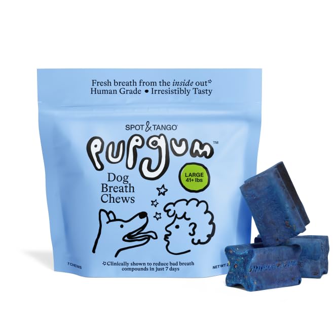 Spot & Tango PupGum Dog Dental Chews for Fresh Breath & Clean Teeth Clinically Proven Ingredients Human-Grade Vet-Developed Daily Dental Treats for Dogs 41+lbs 7 Chews Made in USA