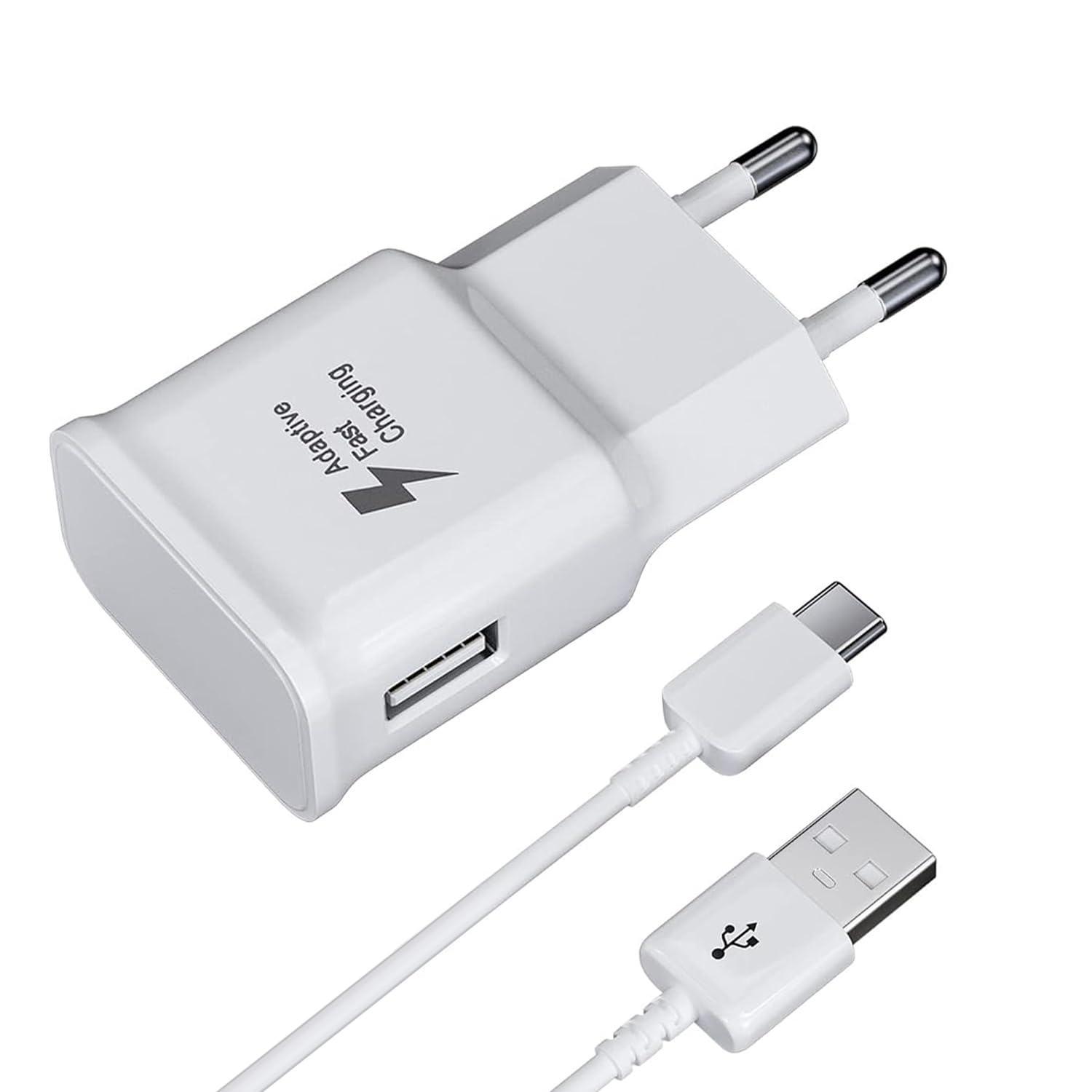 USB Ladegerät mit 1,5m Ladekabel USB C Für Samsung Galaxy A16 A15 A14 A05s A04s A55 A54 A53 A52s A35 A34 A33 M53 M33 M23 S8 S8+ S9 Plus S10 S10e Schnellladekabel (Weiß)