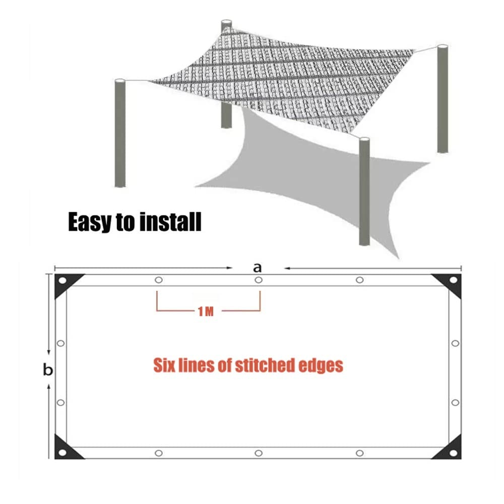 Zonnescherm zeil zonnescherm luifel, auto zon 99% aluminium met UV-bescherming, hittebescherming, patio zilver, 1 x 2 m, 2 x 2 m, 3 x 4 m, 3 x 5 m, 4 x 6 m 6 x 8 m