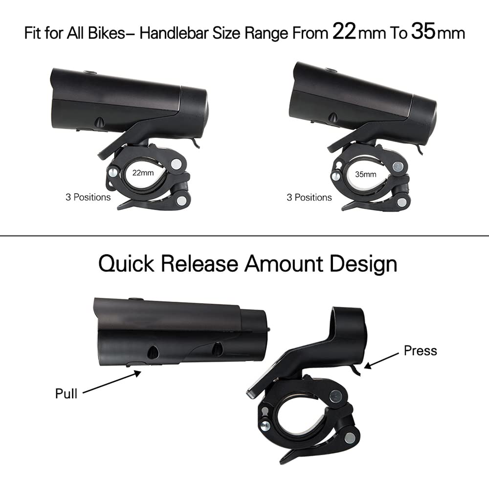 TIORU USB Ricaricabile Bike Light Set Ultra-Compact Design LED Luce della Bicicletta Fit Tutte Le Biciclette