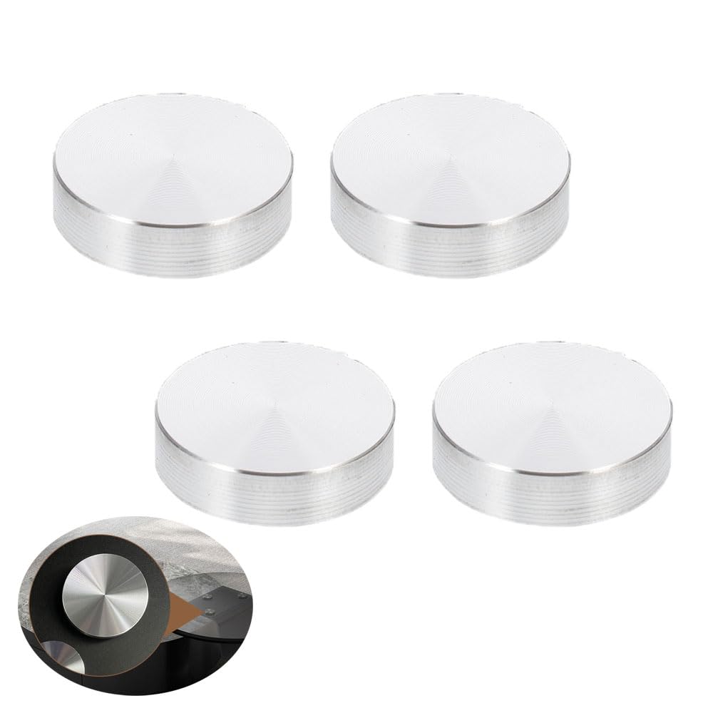 4 Pack Aluminum Disc Glass Table Leg Mounting Plates - Round Top Pad Hardware for Glass Tabletop - M8 Threaded, 40mm Diameter
