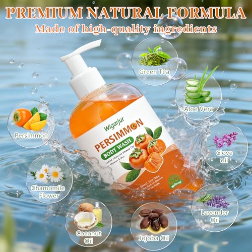 Image of Persimmon Body Wash for Old People Smell, Natural Persimmon Soap Bar | Deep Cleansing Body Odor Control Soap with Tea Tree, Lasting Refreshing Whole Body, Armpit, Feet 16.9 Fl.Oz