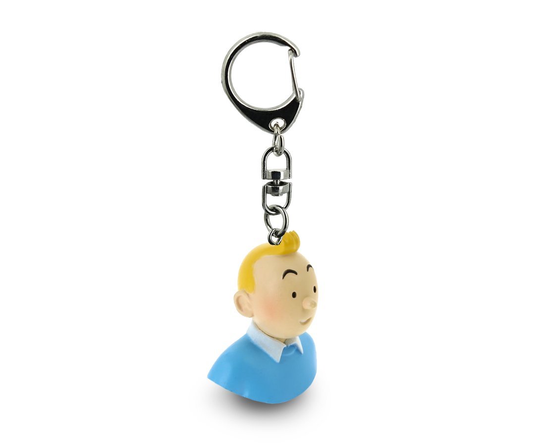 Moulinsart Blue Keyring Chain Bust Tintin Wearing A Sweater 4Cm 42314 (2017)
