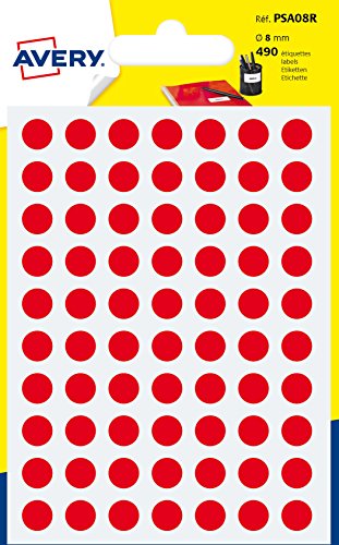 Avery España PSA08R - Pack de 490 gomets, color rojo Cover