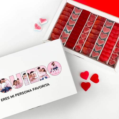 Transparent Gift Caja de Dulces Personalizada con Fotos Te Quiero. Caja de Bombones para Regalar. Caja de Chuches Cumpleaños. Regalos Originales para Parejas. Regalos Personalizados para San Valentín
