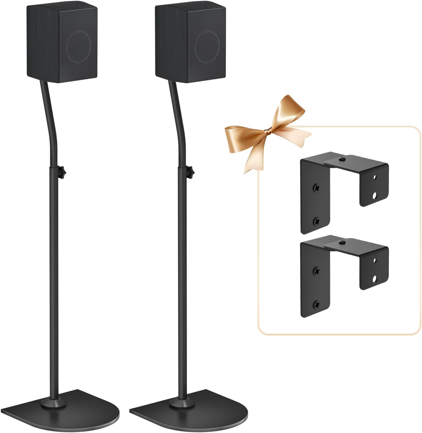 Speaker Stands Pair for Samsung HW-Q990F/Q990C/Q990D Rear Speaker Stand with Wall Mount - Height Adjustable Speaker Floor Stands for Q Series Samsung Speaker Stands Pair with Keyhole or Thread Hole