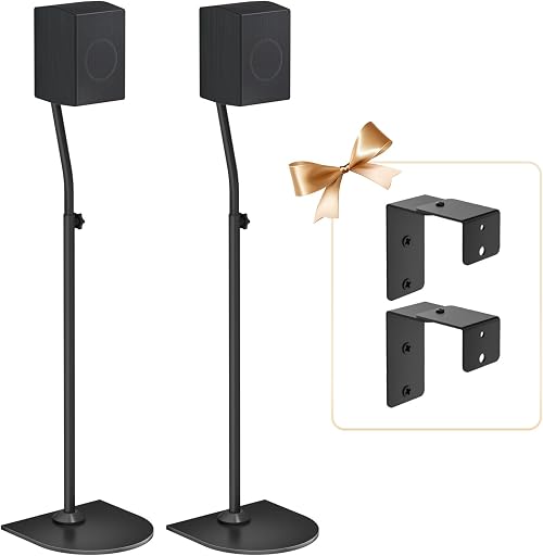 Speaker Stands Pair for Samsung HW-Q990F/Q990H/Q990C/Q990D Rear Speaker Stand with Wall Mount - Height Adjustable Speaker Floor Stands for Q Series Samsung Speaker Stands Pair with Keyhole&Thread Hole