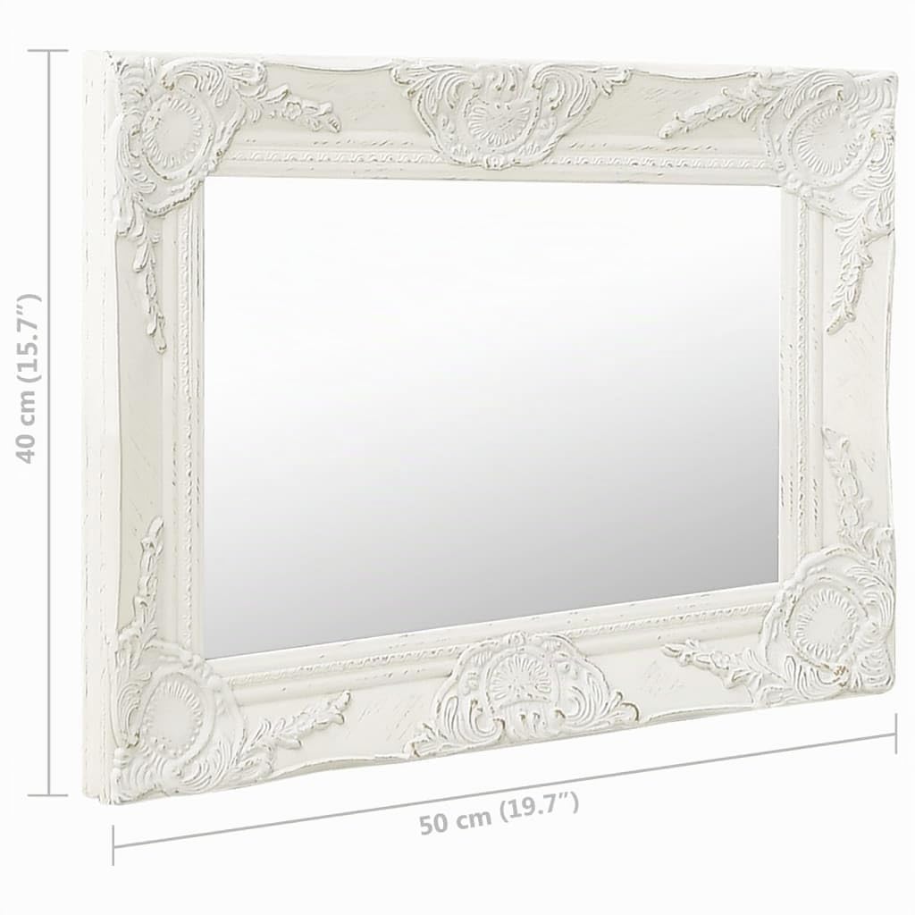 vidaXL Espejo de Pared Estilo Barroco Blanco 50x40 cm