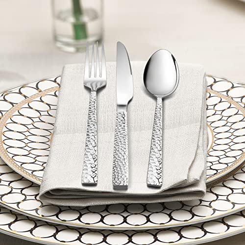 Haware Hammered Forks And Spoons Silverware Set thumb #4