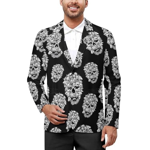 Animal Skull Angry Mens Suit Jacket Lapel Blazers V Neck Button Business Coat Tuxedo for Wedding Party