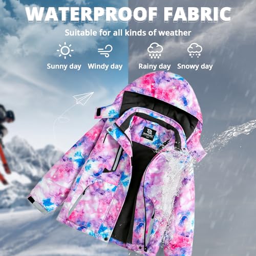 Simplee Kids Girls Waterproof Ski Snow Jacket Fleece Raincoat Colorful Winter Coat Warm Hooded thumb #3
