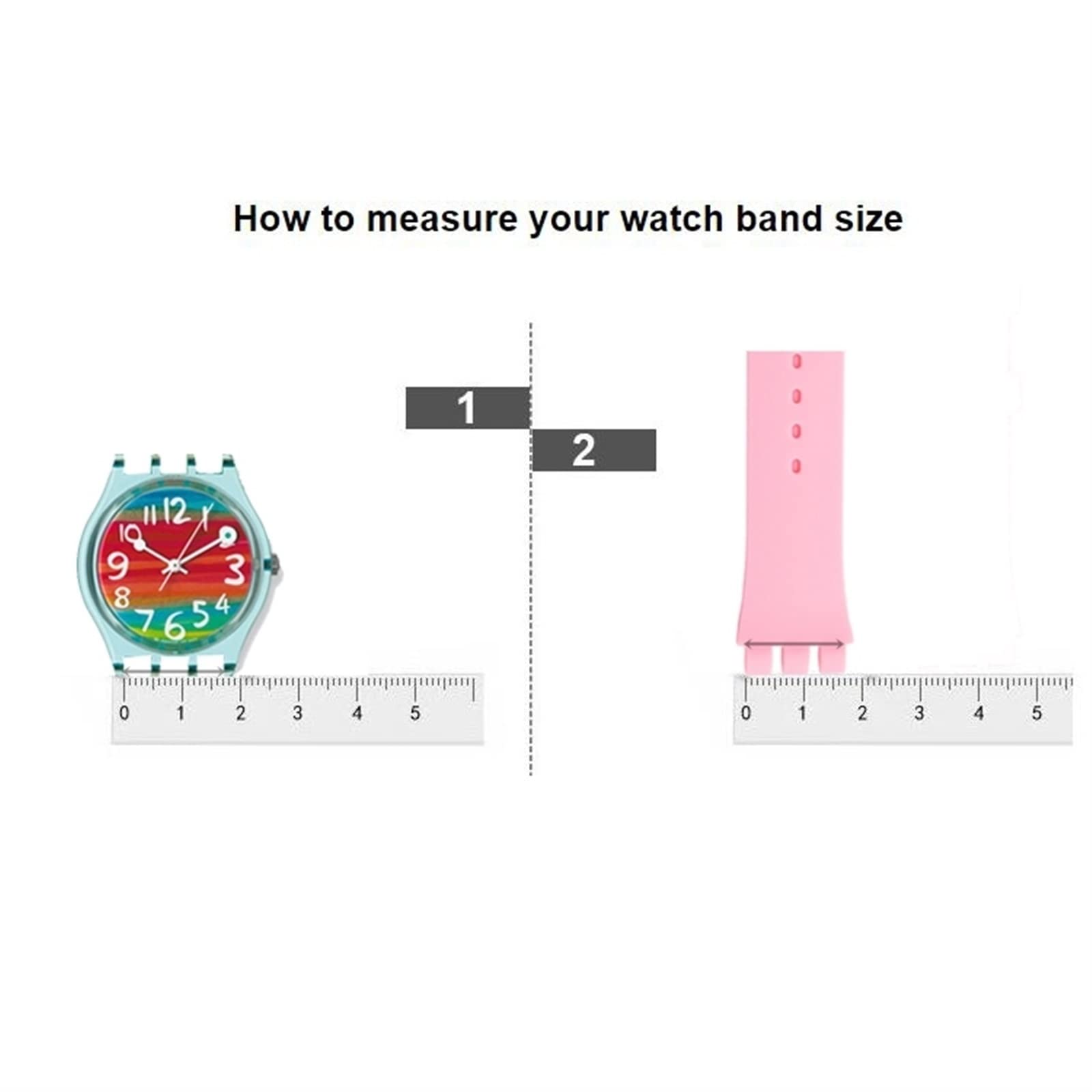 Bracelet de rechange tendance en silicone transparent compatible avec Swatch 12 mm, 16 mm, 17 mm, 19 mm, 20 mm (bleu, 12 mm), 19mm, Bois d'agar